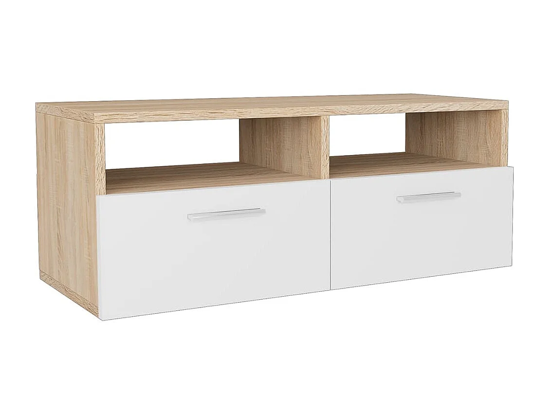 Mueble de TV madera de ingeniería roble y blanco 95x35x36 cm ES27830