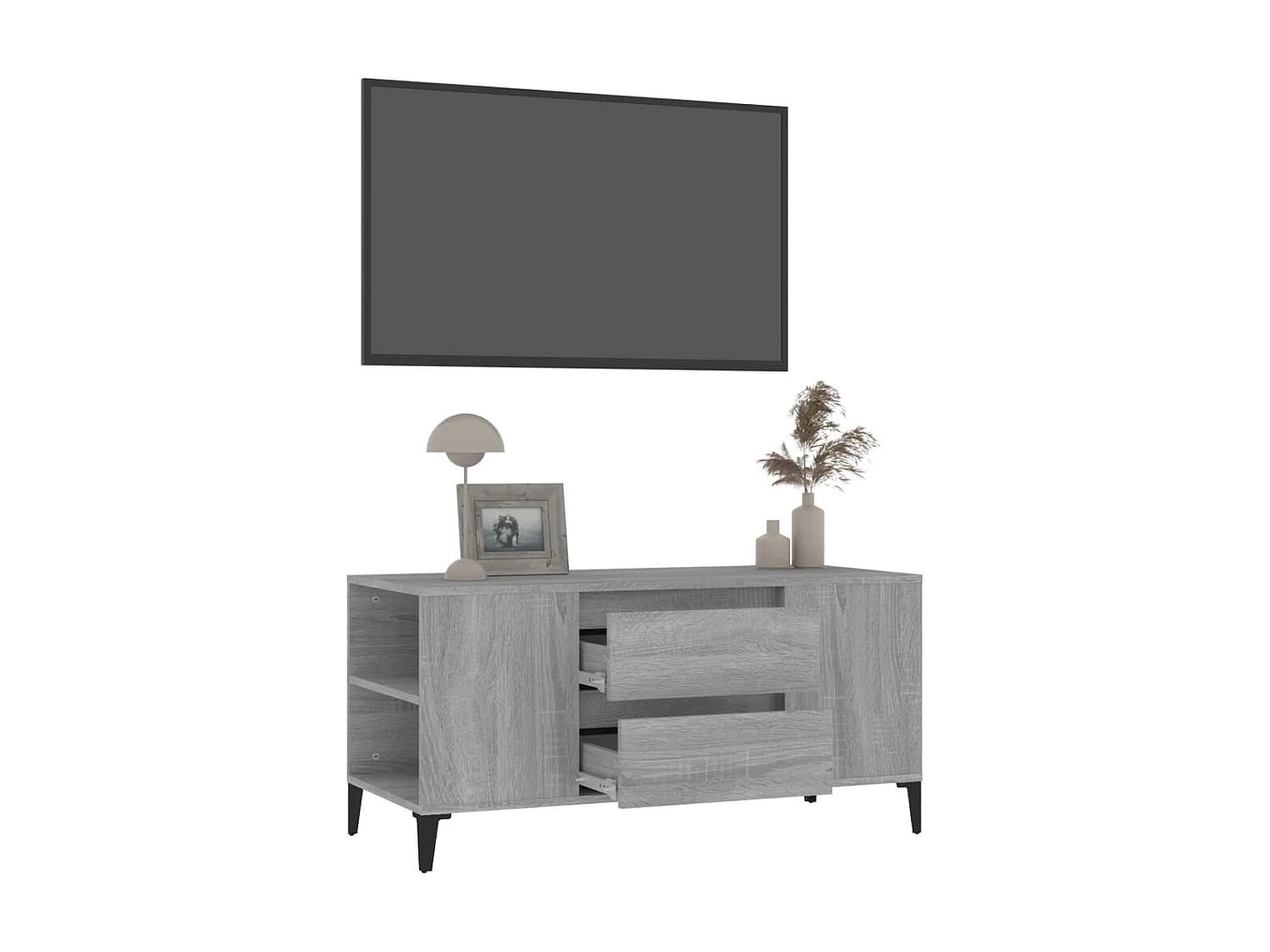 Mueble de TV madera contrachapada gris Sonoma 102x44,5x50 cm ES17000
