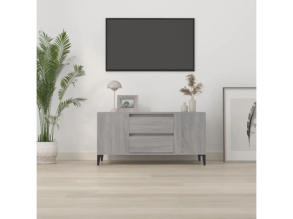 Meuble TV Sonoma gris 102x44,5x50 cm Bois d'ingénierie BE83355