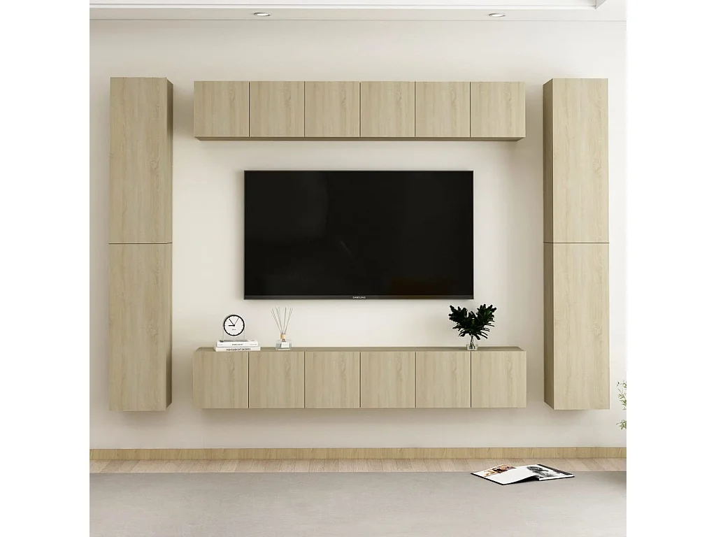 Ensemble de meubles TV 10 pcs Chêne sonoma Bois d'ingénierie BE75845