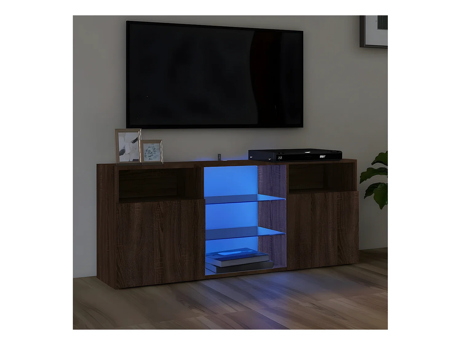 Tv-meubel met LED-verlichting 120x30x50 cm bruin eikenkleur NL99069