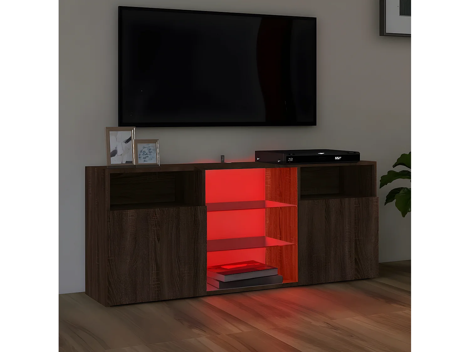 Meuble TV avec lumières LED Chêne marron 120x30x50 cm BE95913