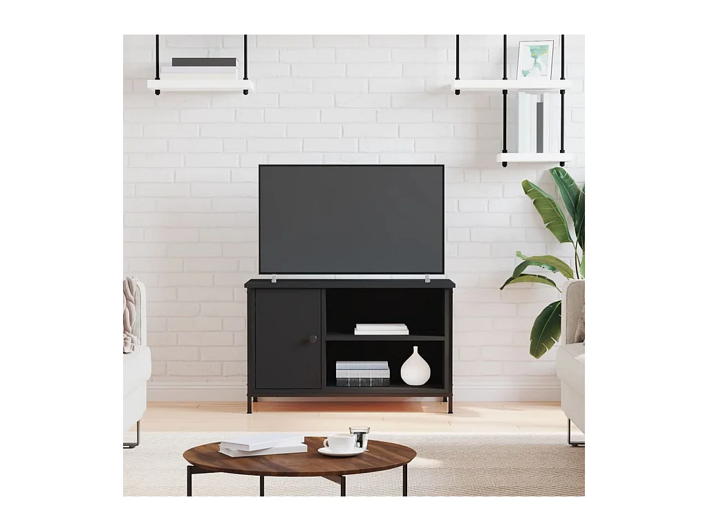 Tv-meubel 80x40x50 cm bewerkt hout zwart NL345978