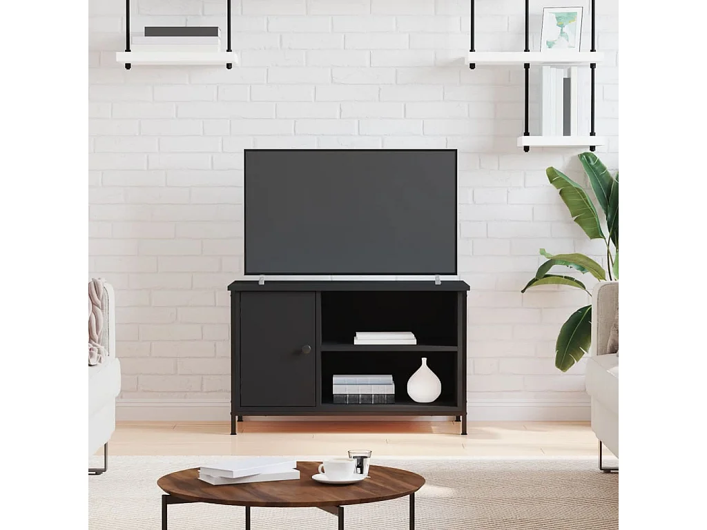 Mueble para TV madera contrachapada negro 80x40x50 cm ES65076