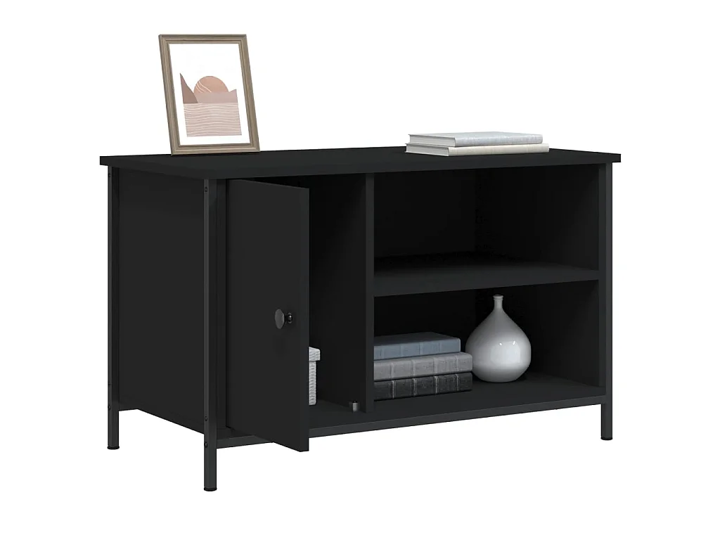 Mueble para TV madera contrachapada negro 80x40x50 cm ES65076