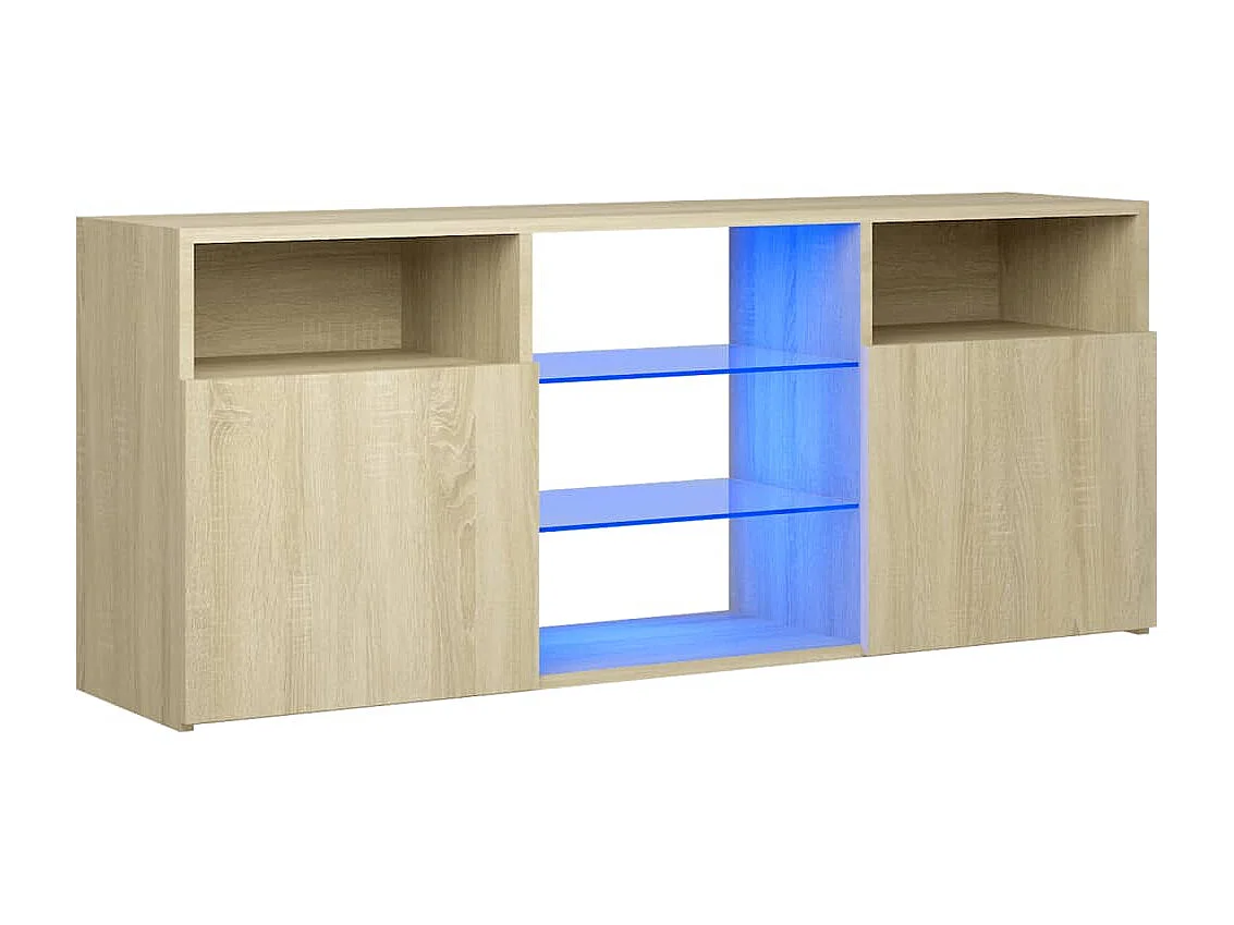 Armario TV con luces LED roble Sonoma 120x30x50 cm ES96169