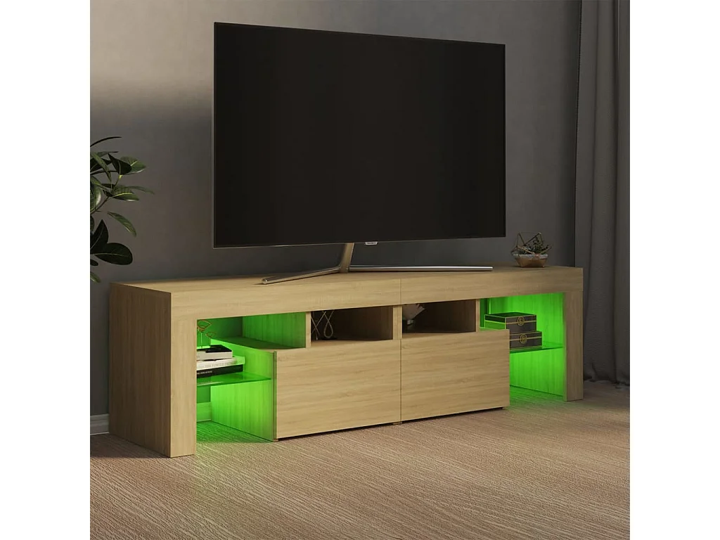 Mueble de TV con luces LED color roble Sonoma 140x36,5x40 cm ES77579