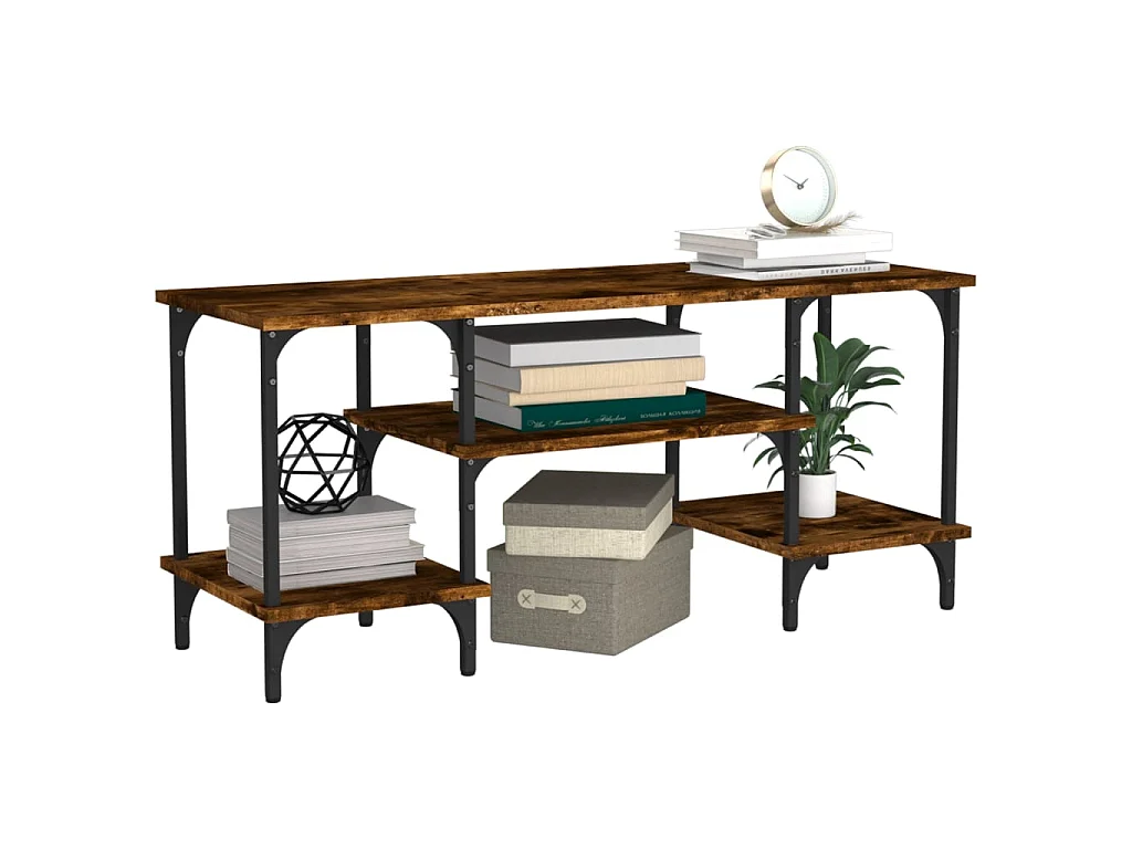 Meuble TV chêne fumé 102x35x45,5 cm bois d'ingénierie BE12559