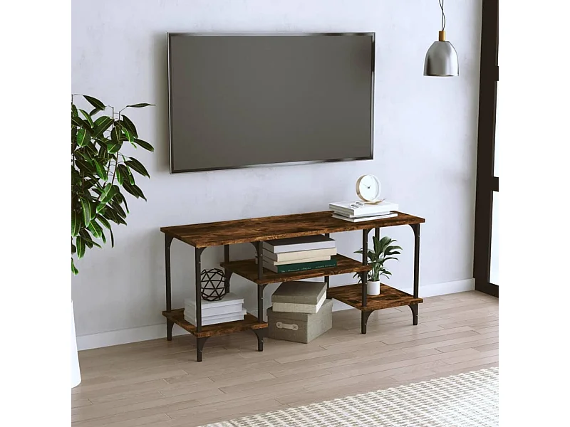 Meuble TV chêne fumé 102x35x45,5 cm bois d'ingénierie BE12559