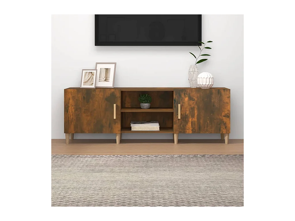 Meuble TV Chêne fumé 150x30x50 cm Bois d'ingénierie BE61295