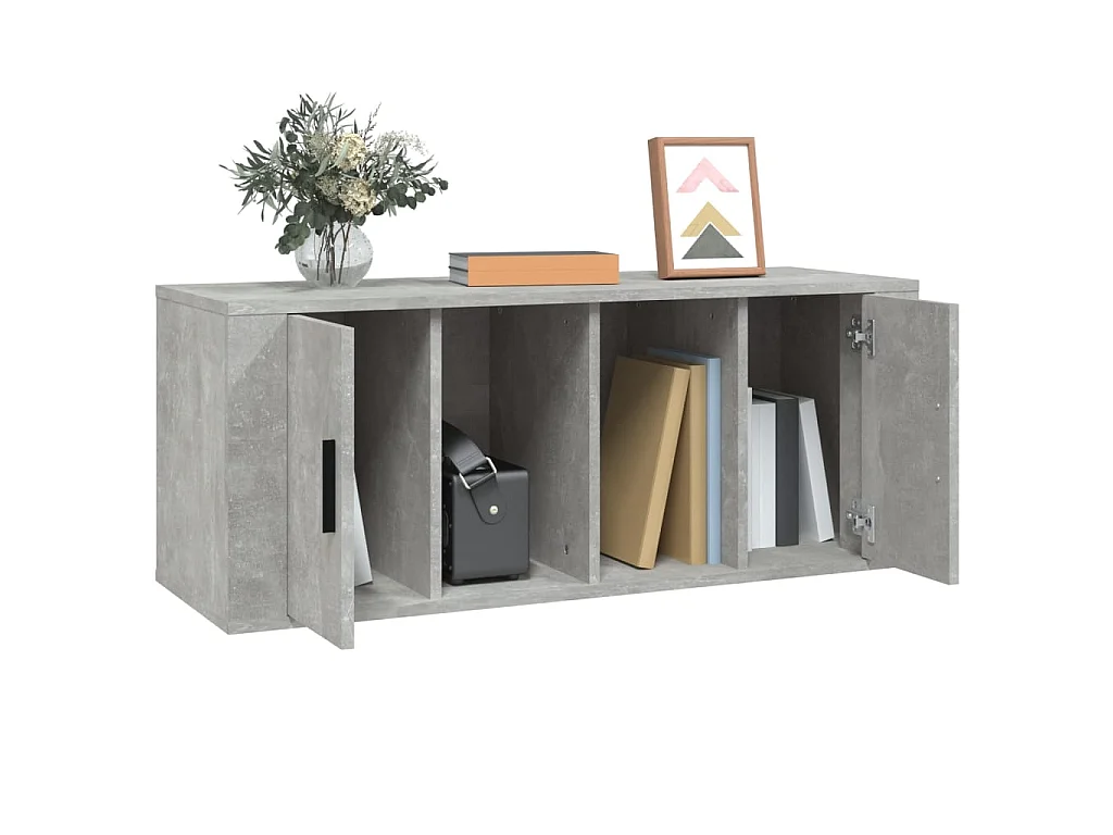Meuble TV Gris béton 100x35x40 cm Bois d'ingénierie BE21809