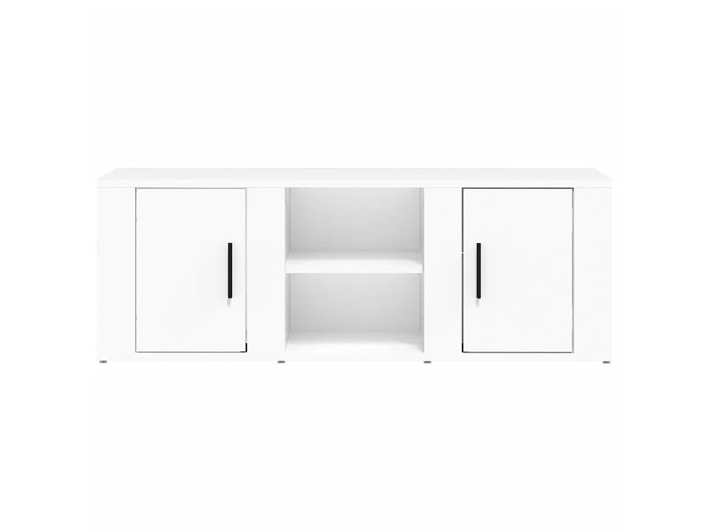 Meuble TV Blanc 100x31,5x35 cm Bois d'ingénierie BE19503