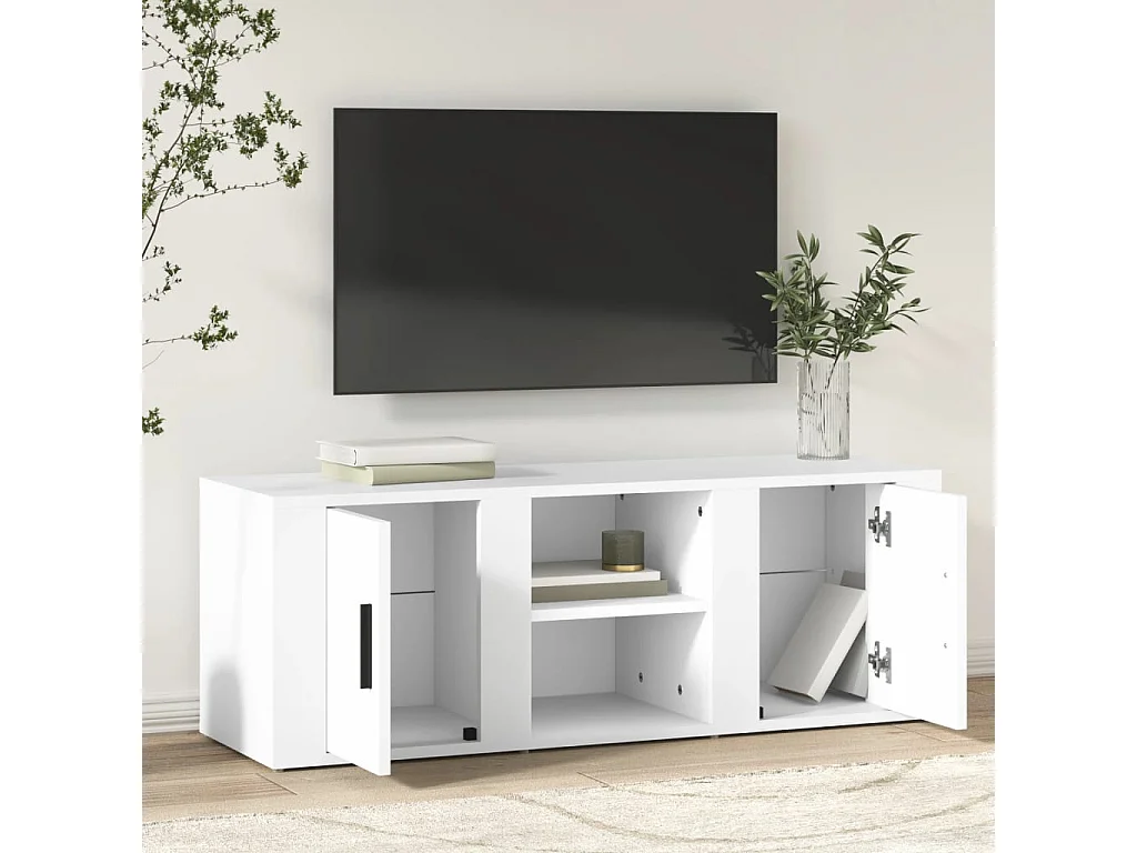 Mueble para TV madera contrachapada blanco 100x31,5x35 cm ES29796