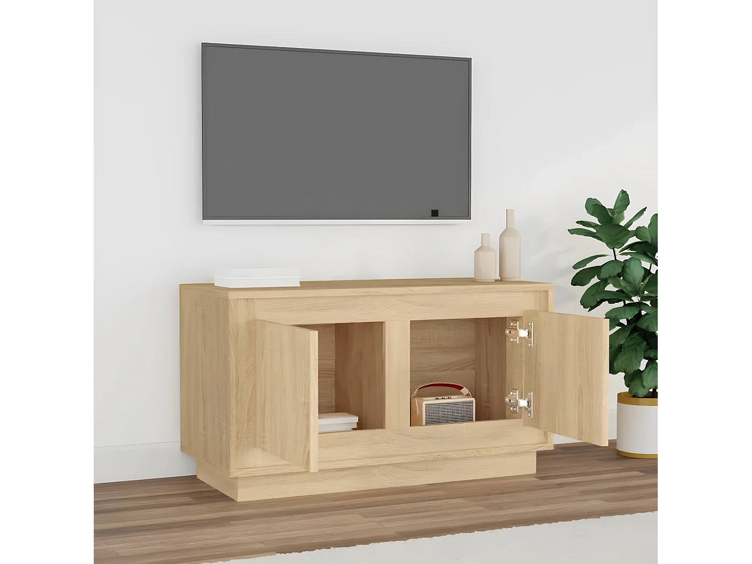 Meuble TV chêne sonoma 80x35x45 cm bois d'ingénierie BE66617