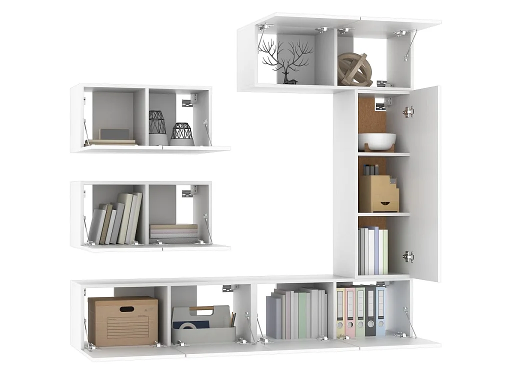 Meubles TV 6 pcs Blanc Bois d'ingénierie BE80608