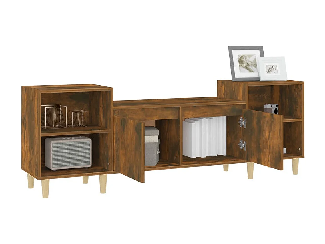 Meuble TV Chêne fumé 160x35x55 cm Bois d'ingénierie BE88805