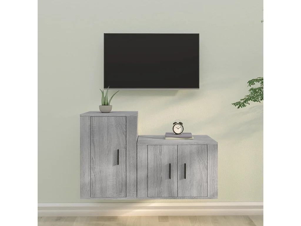 2-tlg. TV-Schrank-Set,TV-Möbel Grau Sonoma Holzwerkstoff -gkd569976