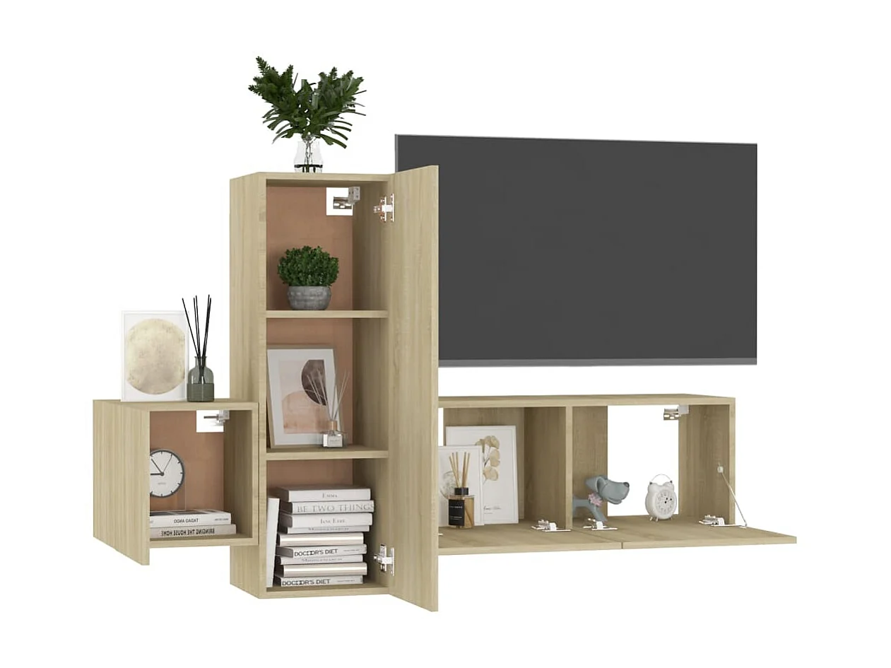 Ensemble de meubles TV 3 pcs Chêne sonoma Bois d'ingénierie BE41439