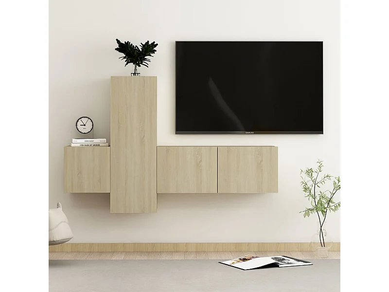 3-delige Tv-meubelset bewerkt hout sonoma eikenkleurig NL53247