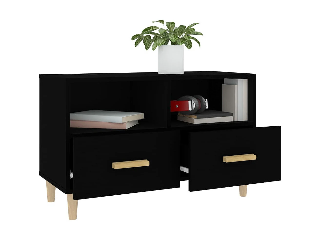 TV-Schrank,TV-Möbel Schwarz 80x36x50 cm Holzwerkstoff -gkd204248