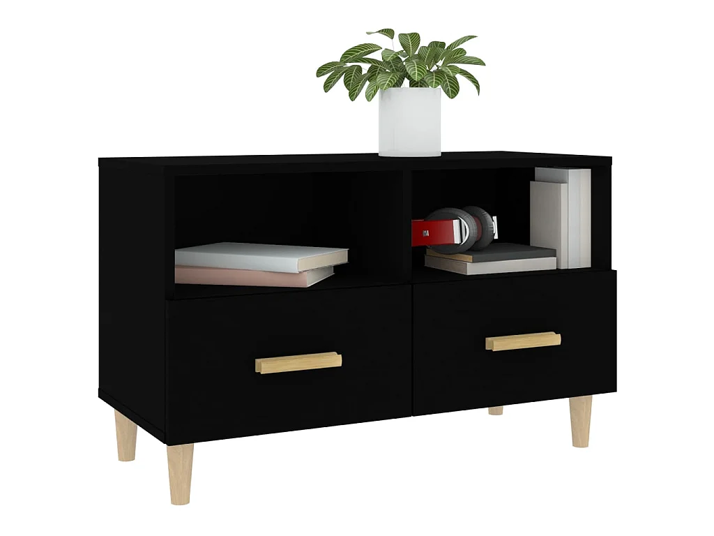 Meuble TV Noir 80x36x50 cm Bois d'ingénierie BE34942