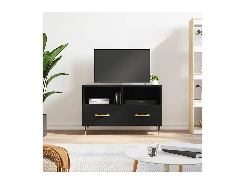 Meuble TV Noir 80x36x50 cm Bois d'ingénierie BE47347