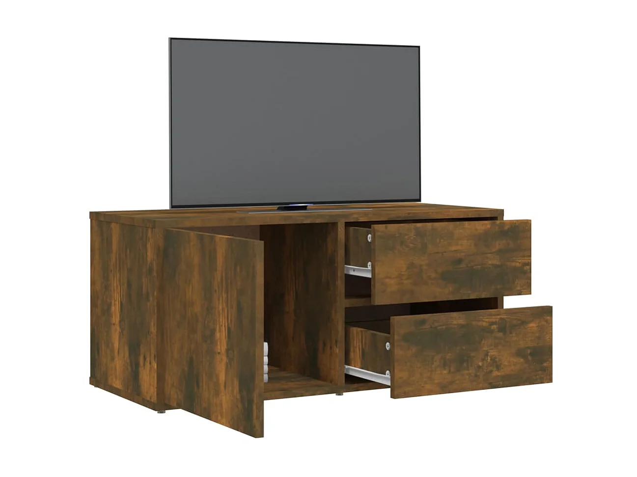 Meuble TV Chêne fumé 80x34x36 cm Bois d'ingénierie BE88151