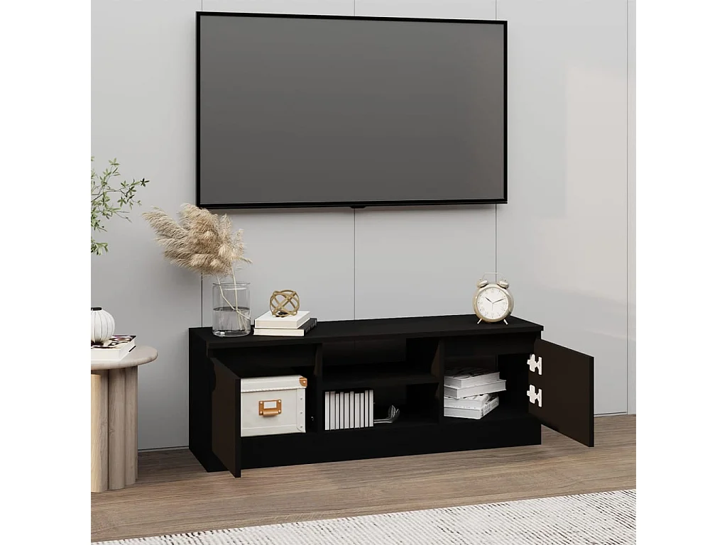 Meuble TV avec porte Noir 102x30x36 cm BE16930
