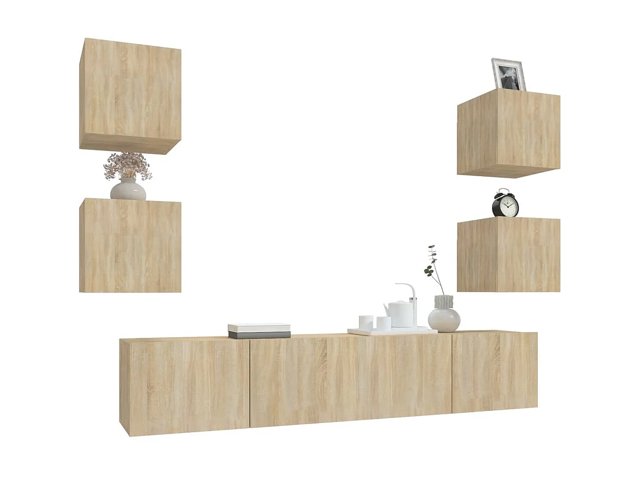 Set de muebles para TV 6 pzas madera contrachapada roble sonoma ES43955