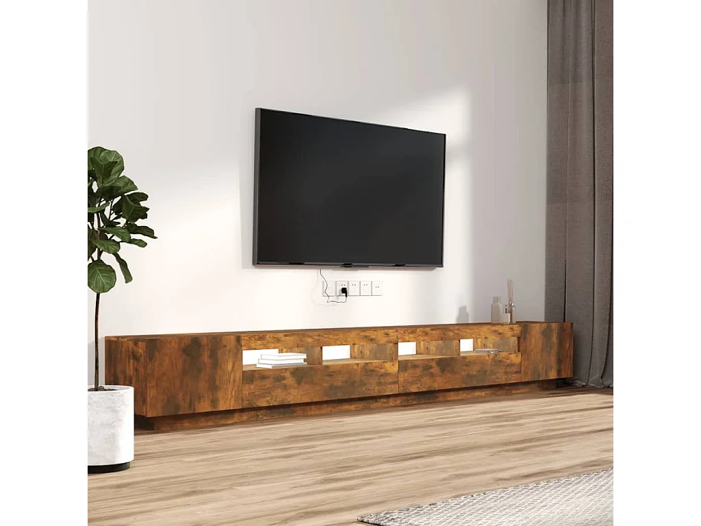 Ensemble de meubles TV avec lumières LED 3 pcs Chêne fumé BE29711