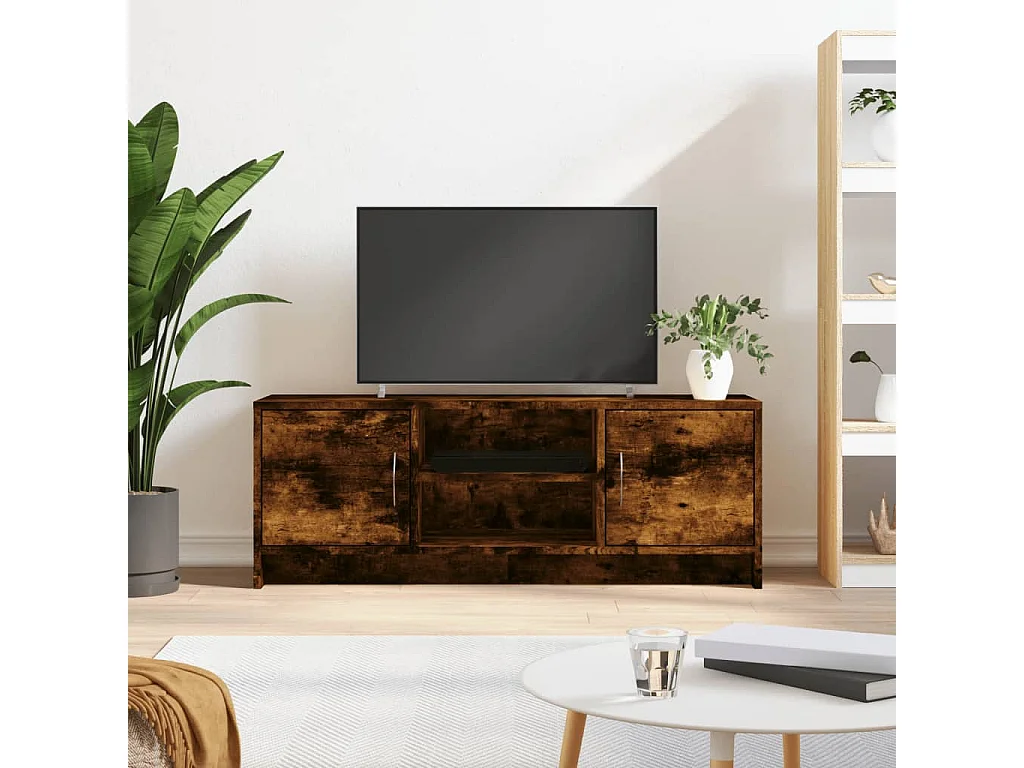 Meuble TV chêne fumé 102x30x37,5 cm bois d'ingénierie BE32999