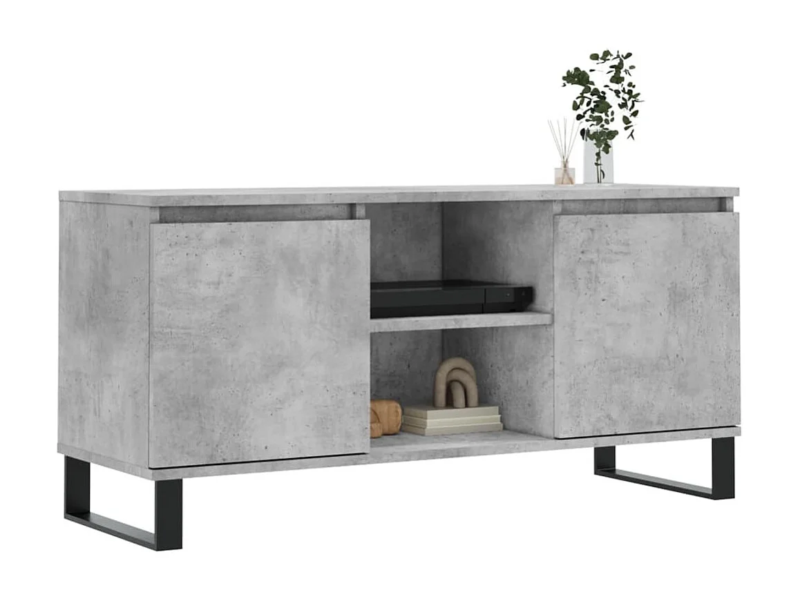 Meuble TV BEis béton 104x35x50 cm bois d'ingénierie BE97478