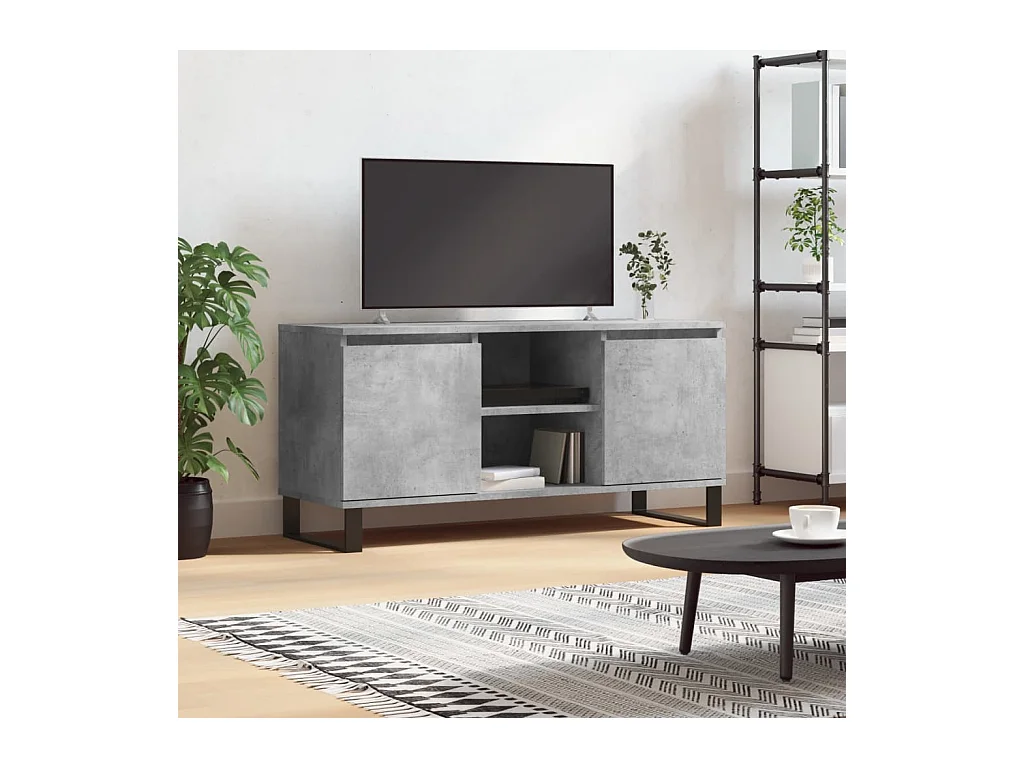 Meuble TV BEis béton 104x35x50 cm bois d'ingénierie BE97478