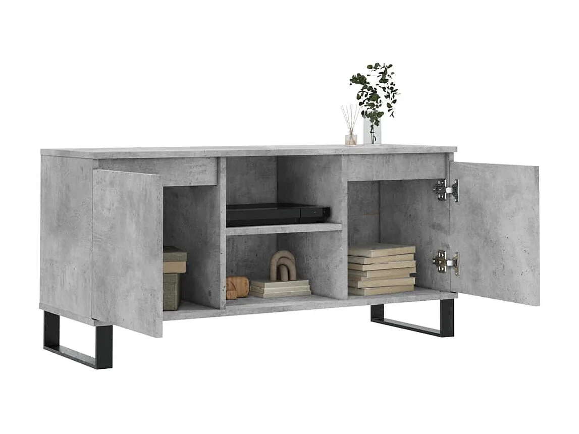 Meuble TV BEis béton 104x35x50 cm bois d'ingénierie BE97478