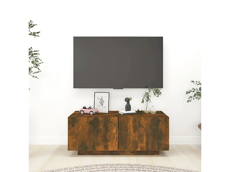 Mueble para TV madera contrachapada roble ahumado 100x35x40 cm ES71447