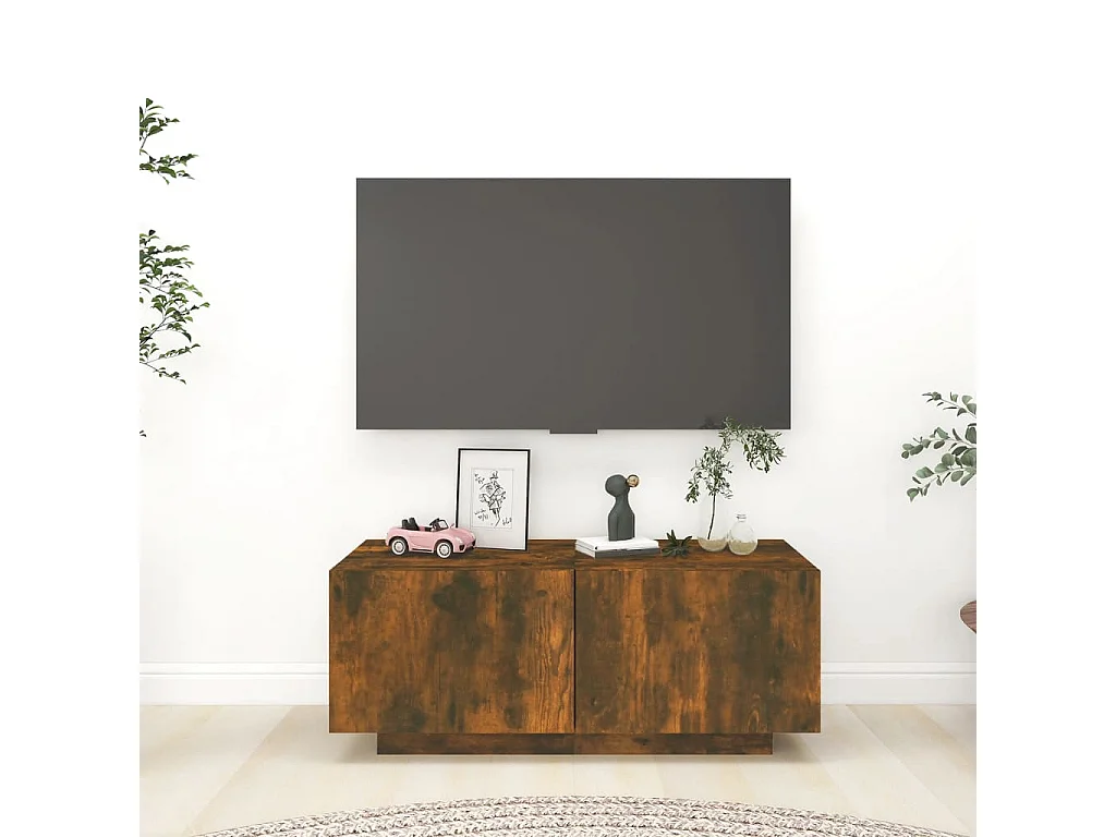 Meuble TV Chêne fumé 100x35x40 cm Bois d'ingénierie BE87804