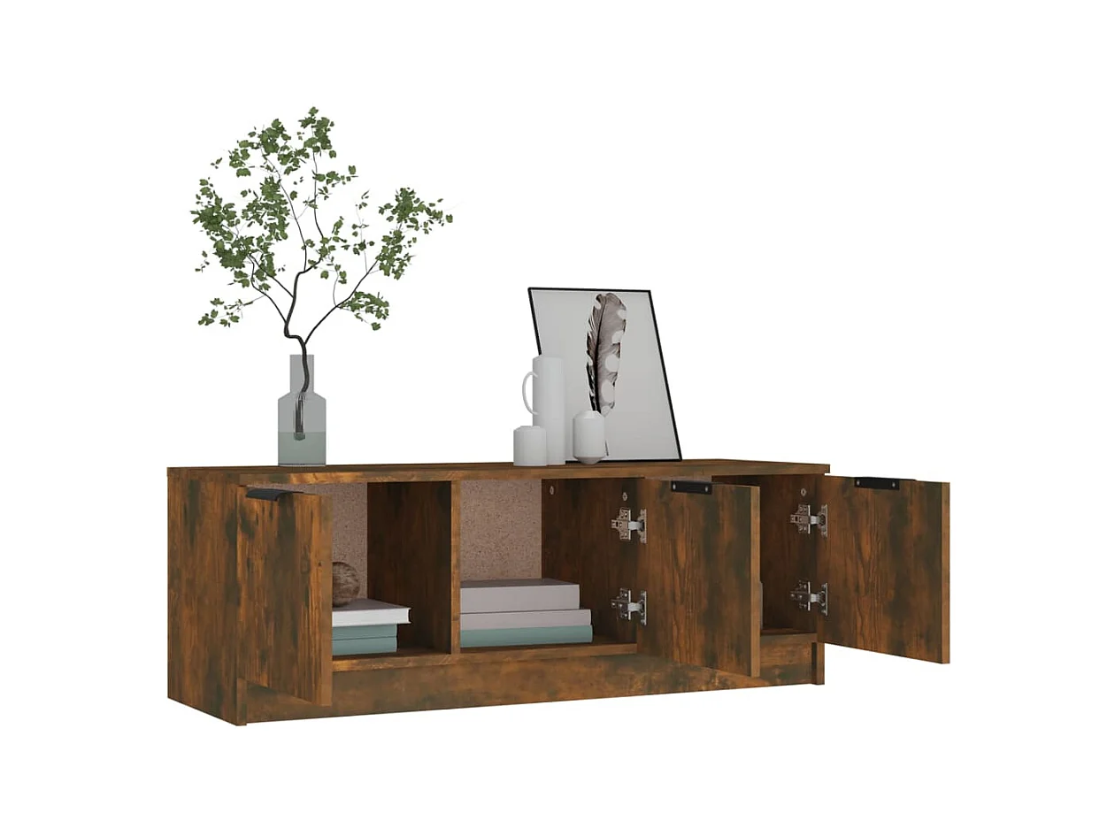Meuble TV Chêne fumé 102x35x36,5 cm Bois d'ingénierie BE19359