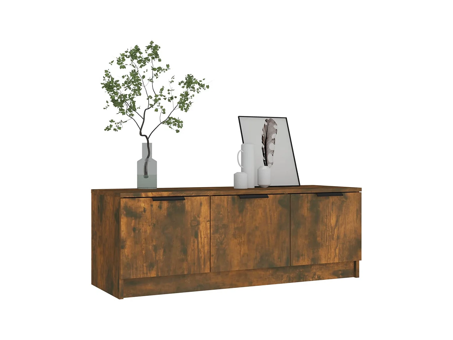 Meuble TV Chêne fumé 102x35x36,5 cm Bois d'ingénierie BE19359