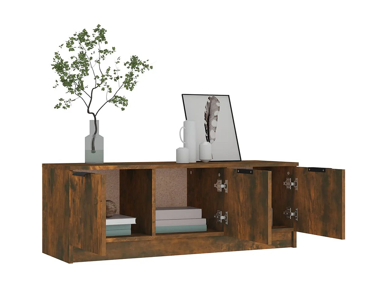 Meuble TV Chêne fumé 102x35x36,5 cm Bois d'ingénierie BE19359