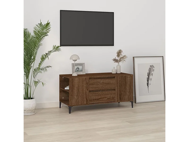 Meuble TV Chêne marron 102x44,5x50 cm Bois d'ingénierie BE37186
