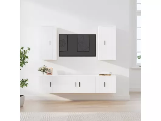 Kauf Unique 5-tlg. TV-Schrank-Set,TV-Möbel Hochglanz-Weiß Holzwerkstoff -gkd403408