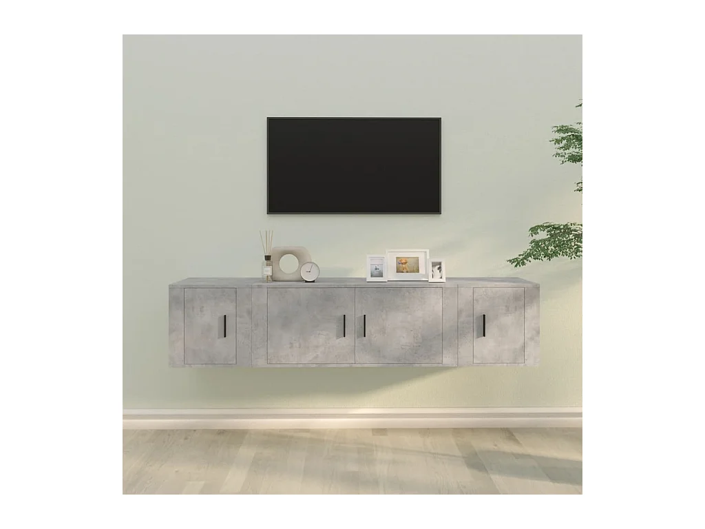 3-tlg. TV-Schrank-Set,TV-Möbel Betongrau Holzwerkstoff -gkd985688