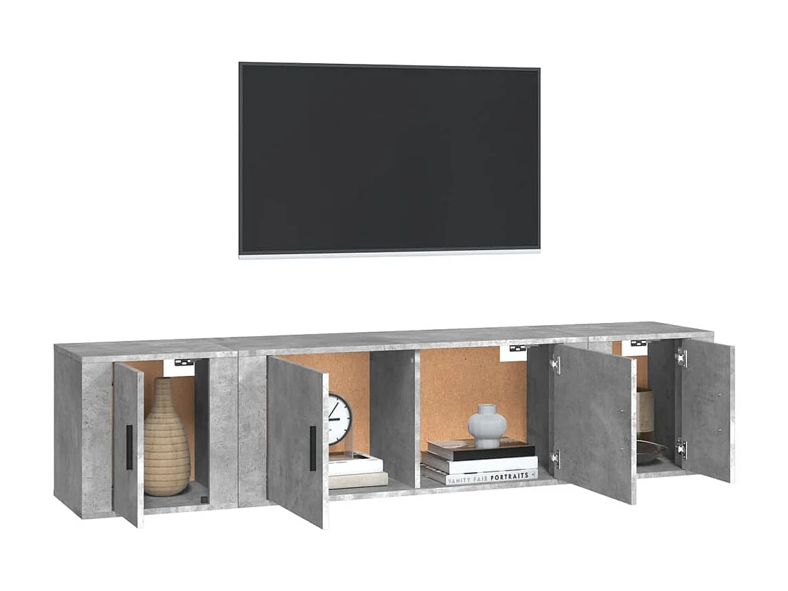 Meubles TV 3 pcs BEis béton Bois d'ingénierie BE83377