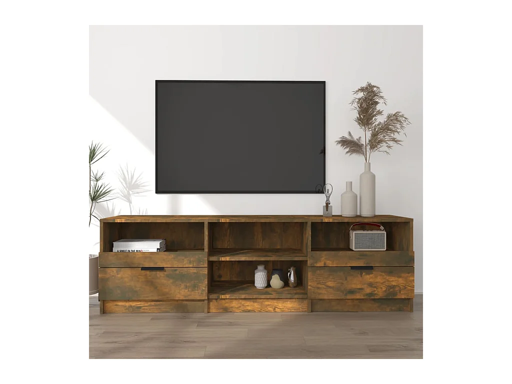 Meuble TV Chêne fumé 150x33,5x45 cm Bois d'ingénierie BE95238