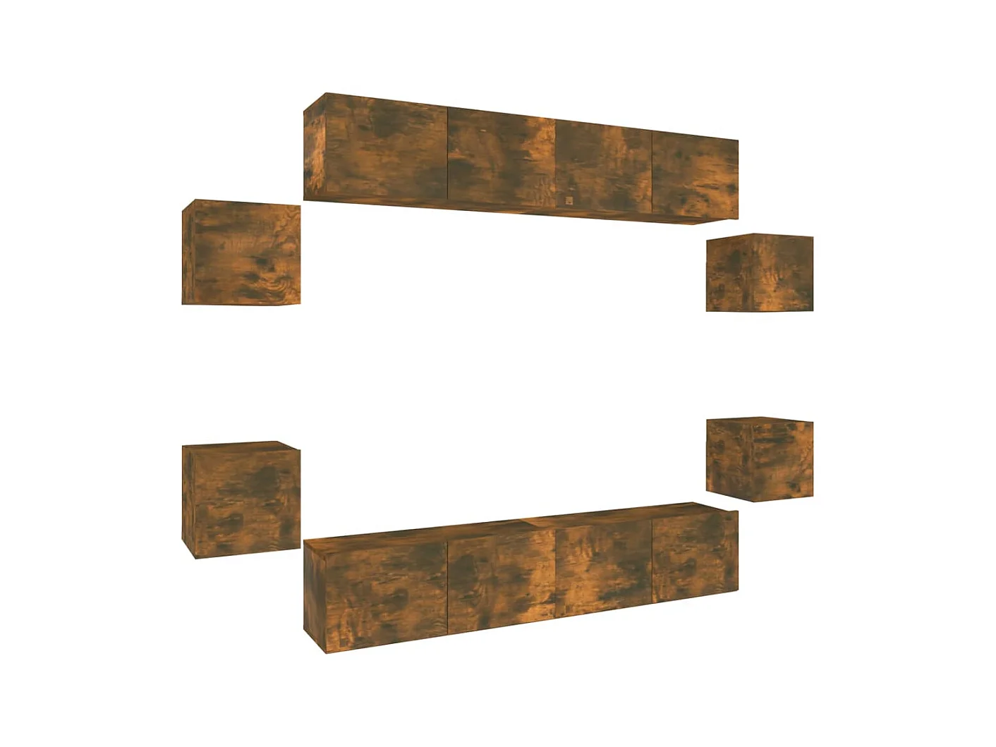 8-delige Tv-meubelset bewerkt hout gerookt eikenkleurig NL21310