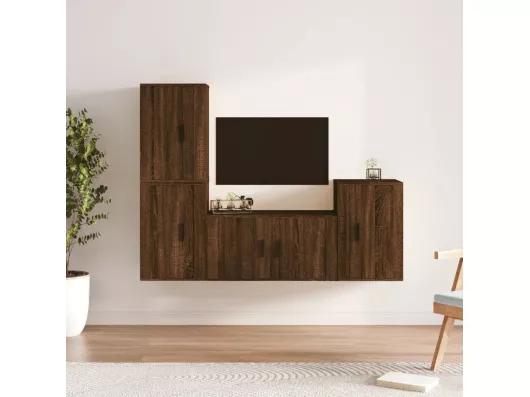 Kauf Unique 4-tlg. TV-Schrank-Set,TV-Möbel Braun Eichen-Optik Holzwerkstoff -gkd878823