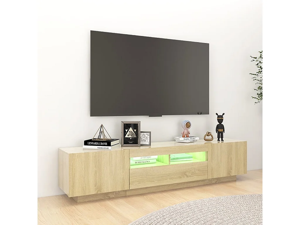 Meuble TV avec lumières LED Chêne sonoma 180x35x40 cm BE26667