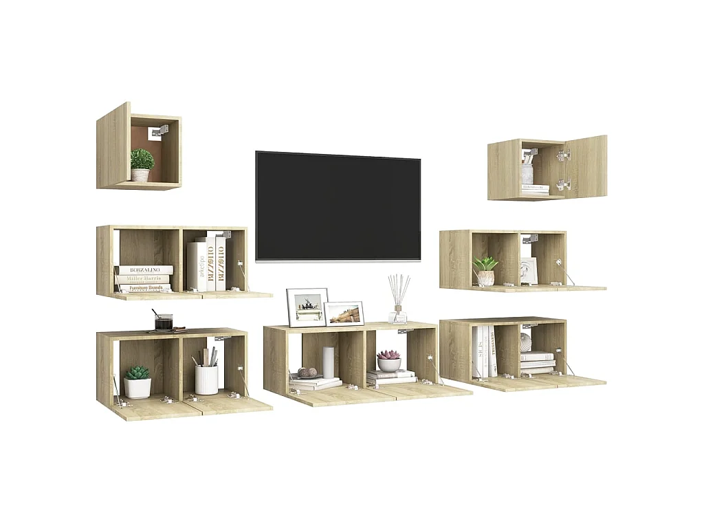 Ensemble de meuble TV 7 pcs Chêne sonoma Bois d'ingénierie BE35223
