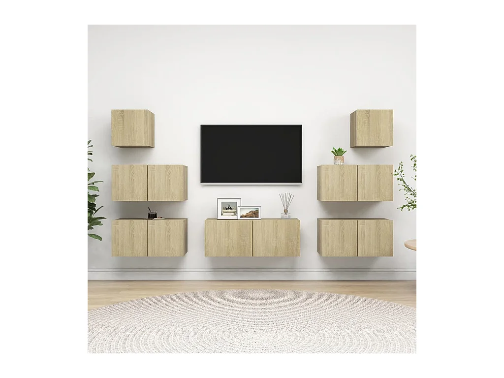 Ensemble de meuble TV 7 pcs Chêne sonoma Bois d'ingénierie BE35223