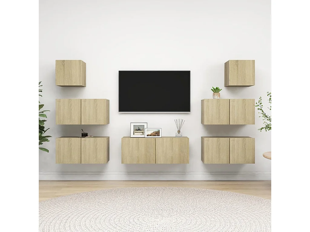 7-tlg. TV-Schrank-Set,TV-Möbel Sonoma-Eiche Holzwerkstoff -gkd586087